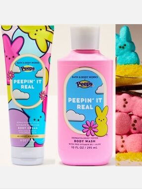 Bath Body Works x Peeps Peepin' It Real Body Wash & Body Cream Set NEW